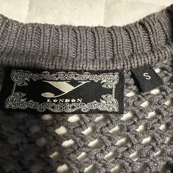 Y London Crocheted Tassel Vest Women's Size Large Gray Boho Western Vintage - Picture 4 of 6